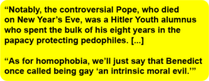 LAND OF THE SUPPRESSED: Politico parts ways with journalist who correctly described Pope Benedict as former Hitler Jugend member 🚨